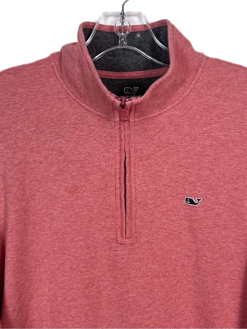 Vineyard Vines Perfomance 1/4 Zip Sweater Mens Medium Coral Golf Quarter Zip EUC